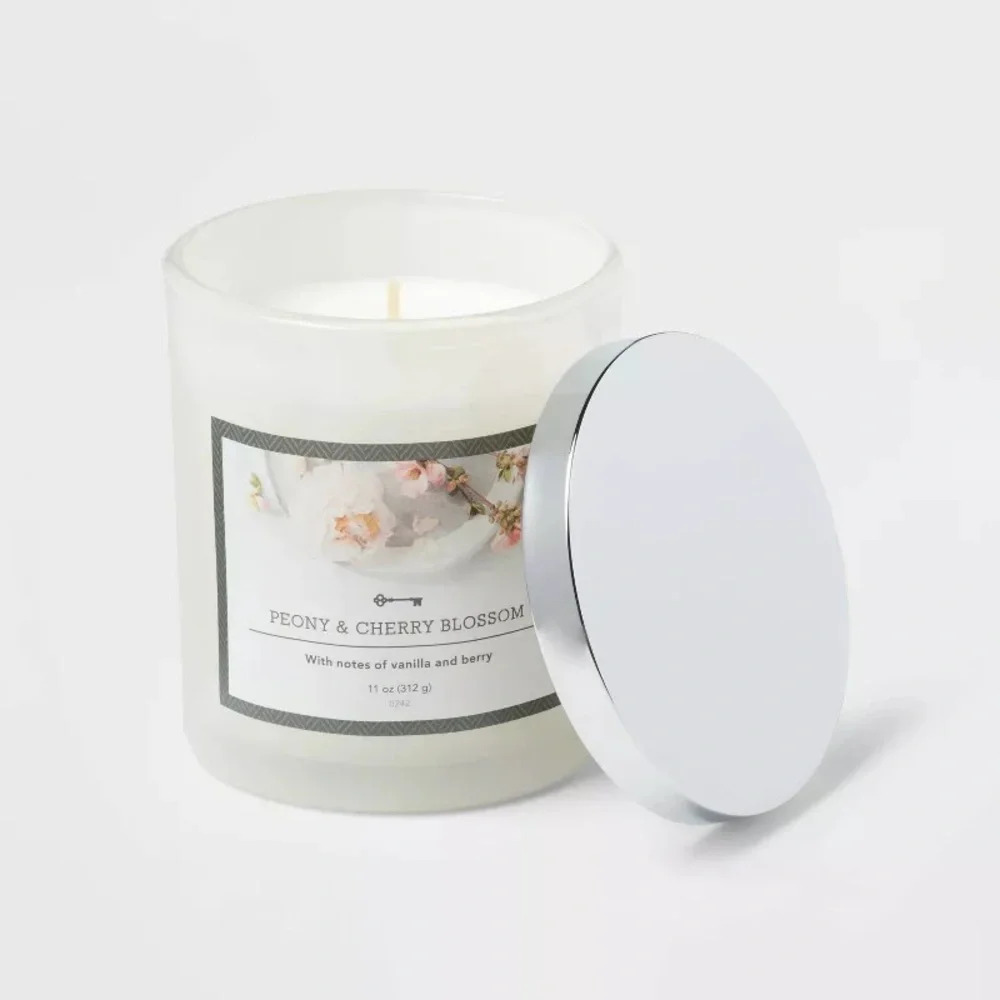 11oz Glass Jar Nordic Holly Frosted  Berry Candle Threshold cinnamon spice &pine